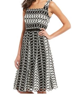 Alex Marie Penelope Black & White Fit-and-Flare Eyelet Dress / Women’s Size 2